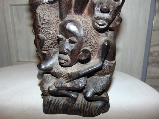 Makonde Family Tree of Life in Carved Ebony, 1950s-CAQ-1389730