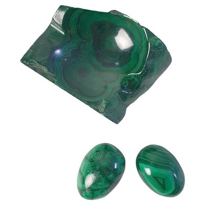 Malachite Vide Poche and Eggs, Set of 3-FO-1314132