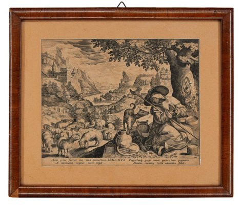 Malchus of Chalcis as Hermit - Original Etching by Johannes Sadeler Late 16th Century-ZCI-760385