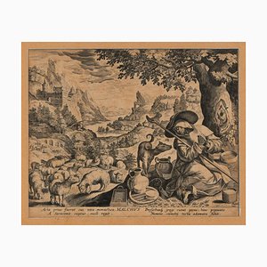 Malchus of Chalcis as Hermit - Original Etching by Johannes Sadeler Late 16th Century-ZCI-760385