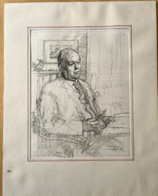 Malcolm Osborne, Portrait of Wilfred E. Billinghame, 1960, Pencil Drawing