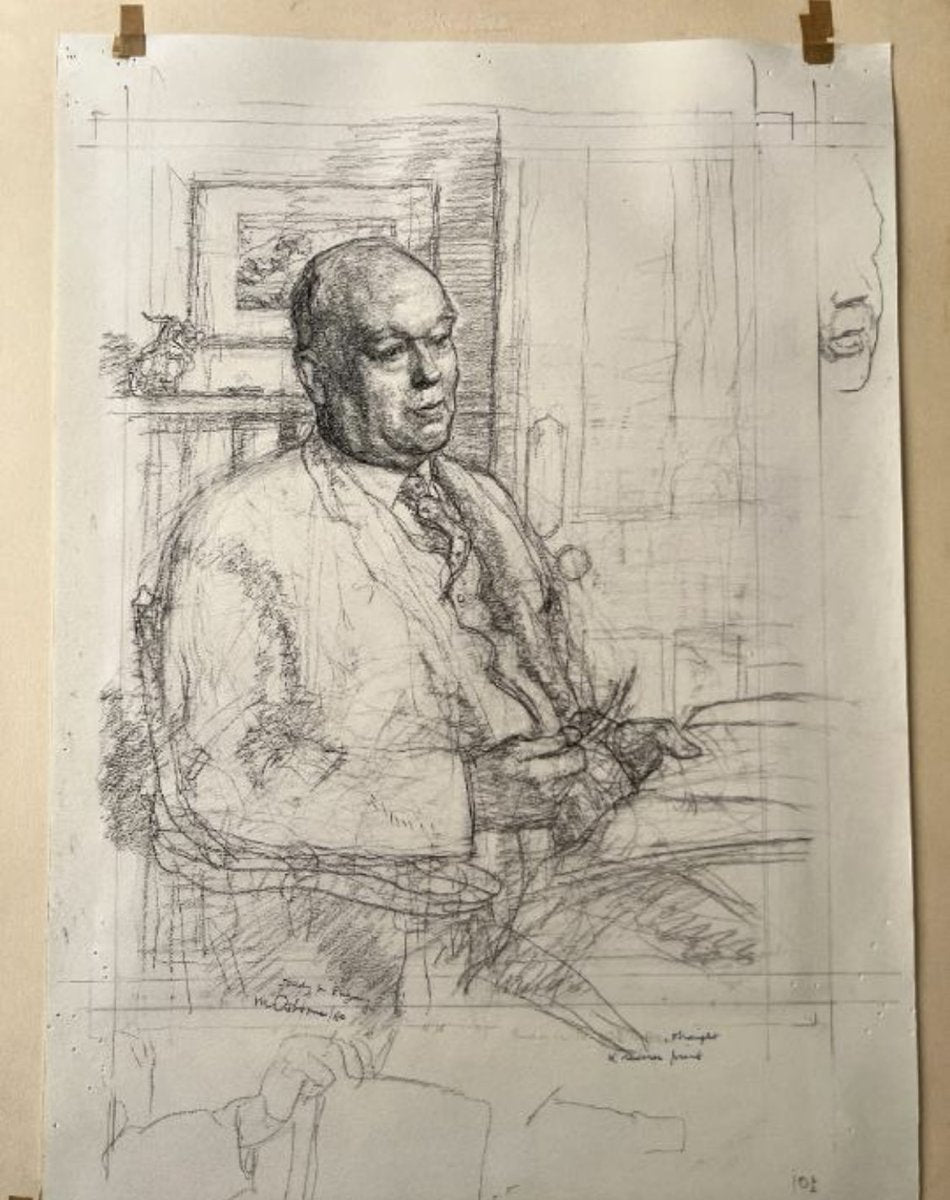 Malcolm Osborne, Portrait of Wilfred E. Billinghame, 1960, Pencil Drawing