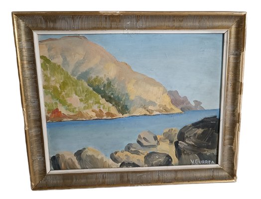 Mallorca Beaches Landscape Paintings, Oil on Board, Framed, Set of 2-ZVO-1312183