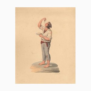 Man Eating Spaghetti - Watercolor by M. De Vito - 1820 ca. 1820 c.a.-ZCI-757863