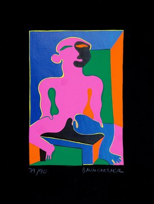 Man in Pink - Original Screen Print by Fritz Baumgartner - 1970 ca. 1970-ZCI-760346