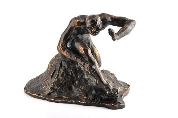 Man on the Rock - Original Bronze Sculpture by G. Migneco - Late 1900 Late 1900-ZCI-756403