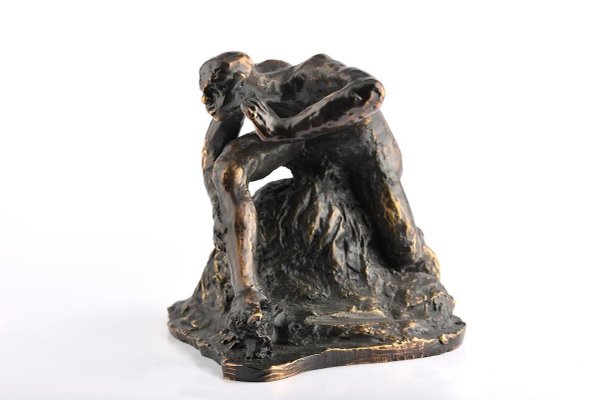 Man on the Rock - Original Bronze Sculpture by G. Migneco - Late 1900 Late 1900-ZCI-756403