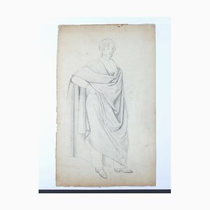 Man with Cloak - Original Pencil Drawing by H. Goldschmidt - Late 19th Century Late 19th Century-ZCI-757605