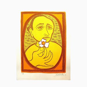 Man with flower - Original Lithograph by Giuseppe Viviani - 1964 1964-ZCI-756989