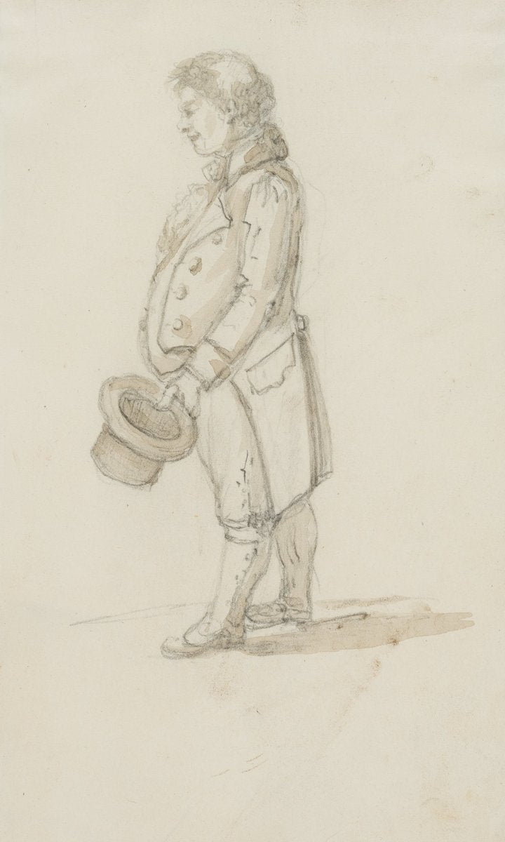 Man With Hat, 19th-Century, Pen Drawing