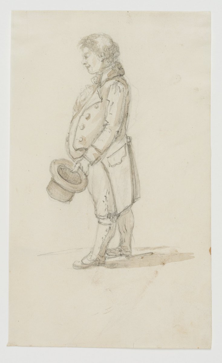 Man With Hat, 19th-Century, Pen Drawing