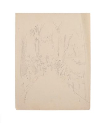 Manfredo Borsi, Parkland, Pencil Drawing, 20th Century-ZCI-803005