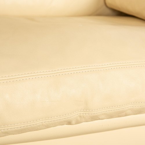 Manhattan Leather Three Seater Cream Sofa from Erpo