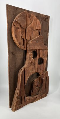 Manlio Mangano, Abstract Brutalist Relief, 1960s, Wood-CZ-2028000