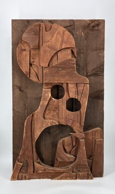 Manlio Mangano, Abstract Brutalist Relief, 1960s, Wood-CZ-2028000