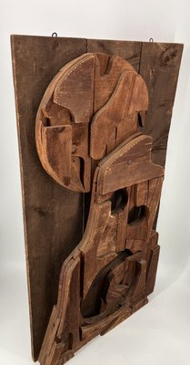 Manlio Mangano, Abstract Brutalist Relief, 1960s, Wood-CZ-2028000