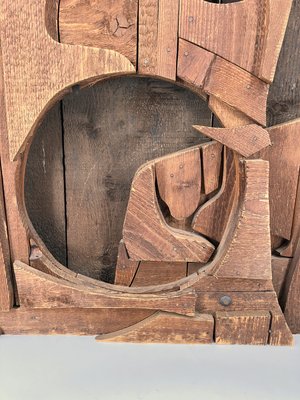 Manlio Mangano, Abstract Brutalist Relief, 1960s, Wood-CZ-2028000