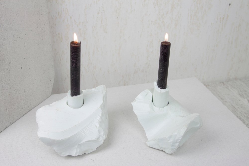 Manmade Porcellanite Abra Candleholder by Studio DO, Set of 2