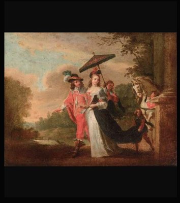 Manner of Remee Van Leemput, Lovers in the Garden, Oil on Canvas-TCS-1066963