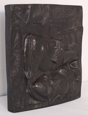 Manuel Martinez Hugué, Large Figurative Plaque, 1930s, Bronze-AOI-1106889