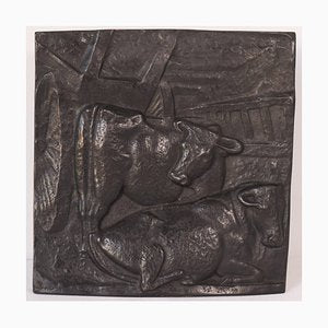 Manuel Martinez Hugué, Large Figurative Plaque, 1930s, Bronze-AOI-1106889