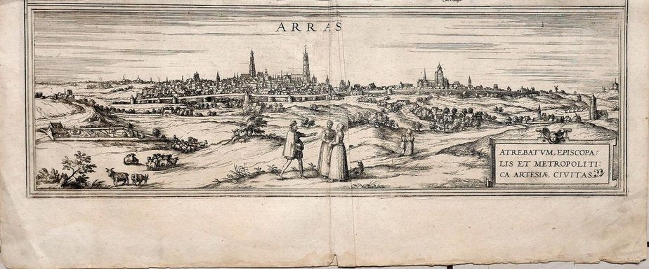 Map of Arras - Original Etching by George Braun - Late 16th Century Late 16th Century-ZCI-759686