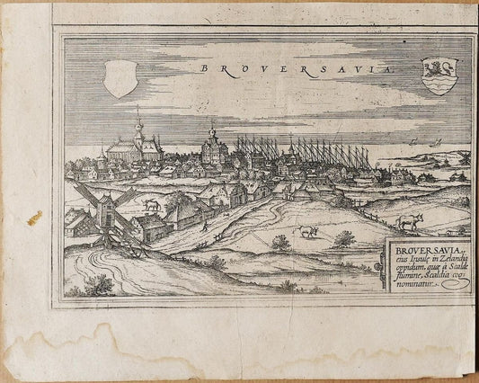 Map of Broversavia - Original Etching by George Braun - Late 16th Century 16th Century