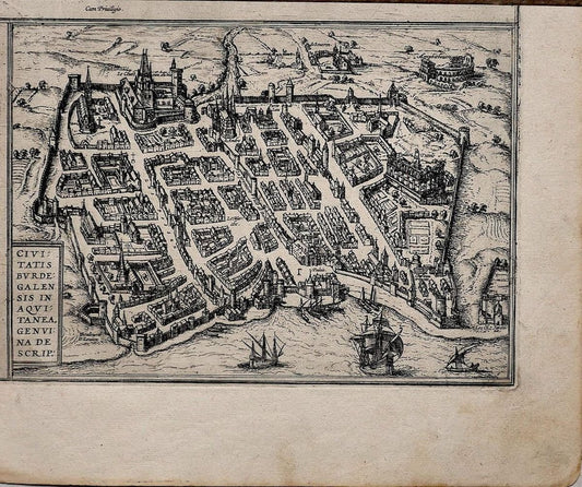 Map of Burdegalen - Original Etching by George Braun - 1575 ca. 1575 ca.