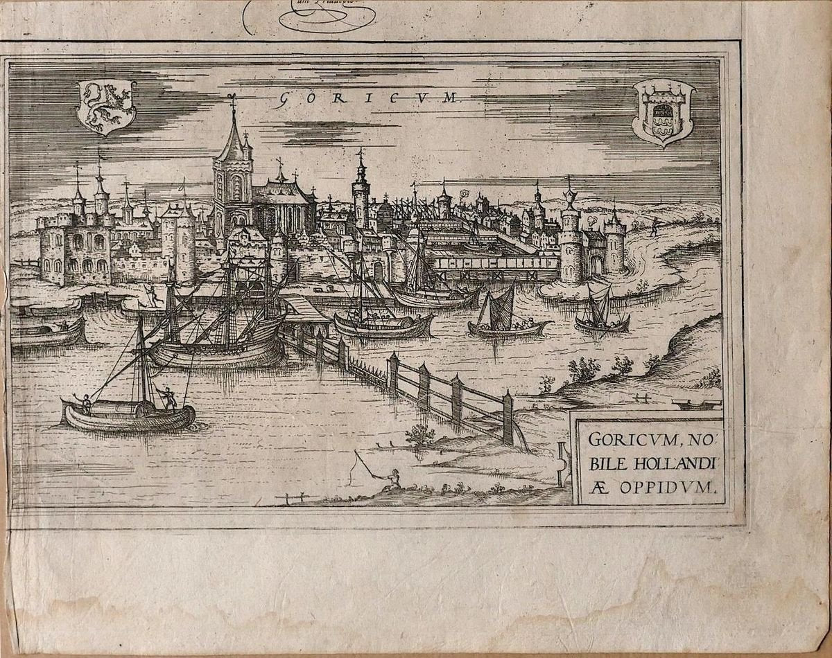 Map of Goricum - Original Etching by George Braun - Late 16th Century Late 16th Century