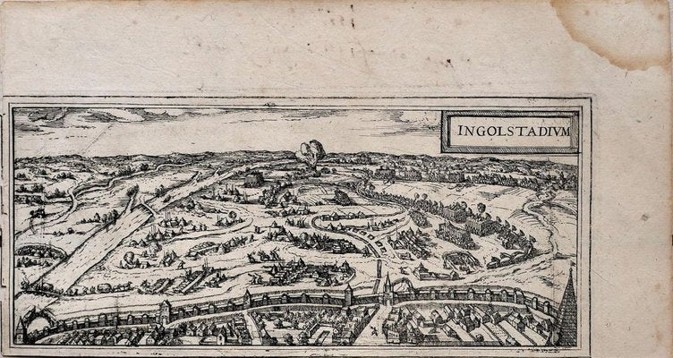 Map of Ingolstadt - Original Etching by George Braun- Late 16th Century 16th Century-ZCI-757804