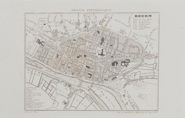 Map of Paris, Original Etching, 19th Century-ZCI-890979