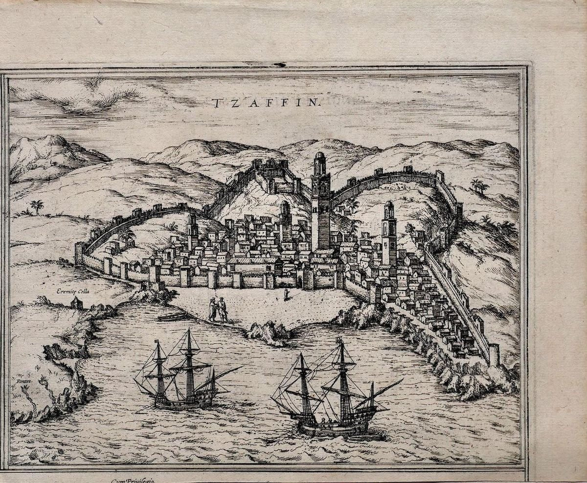 Map of Safi - Original Etching by George Braun - Late 16th Century Late 16th Century