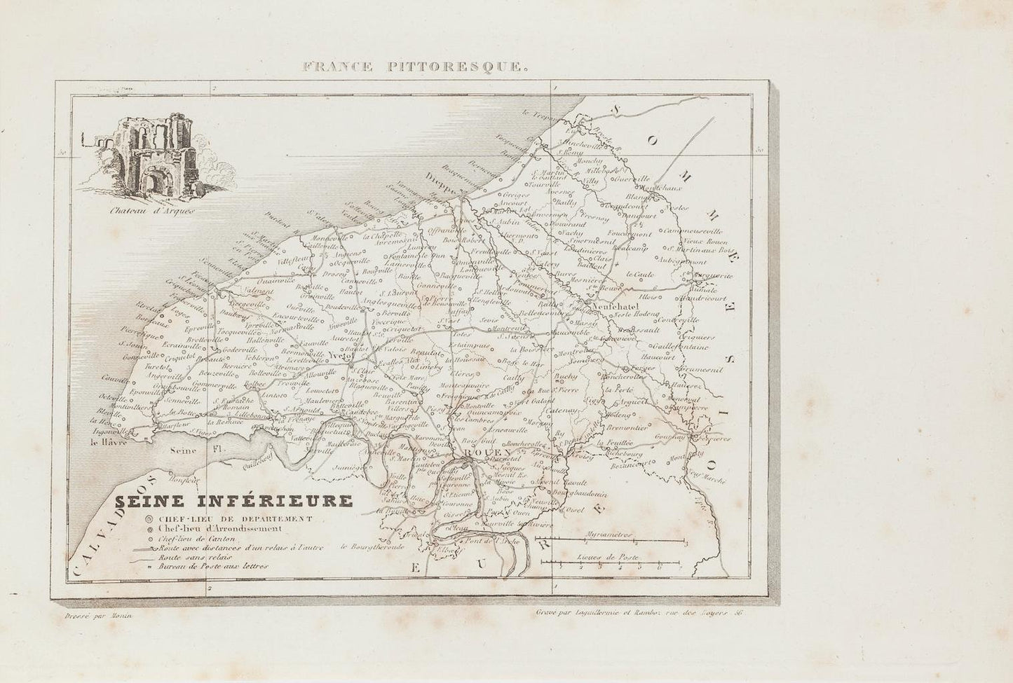 Map of Seine - Etching - 19th-Century