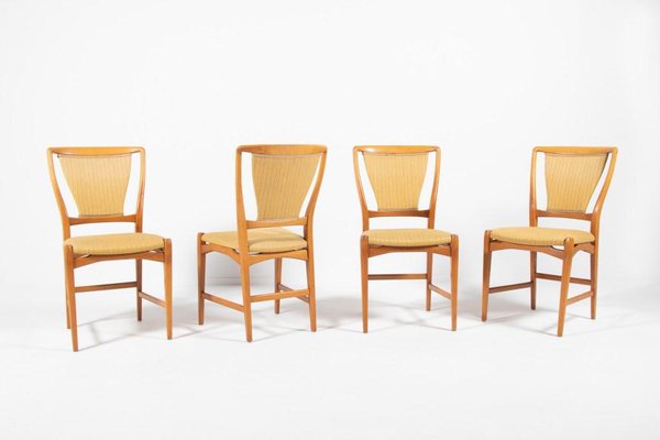 Maple Frame Chairs by David Rosen for Nordiska Kompaniet, 1960s, Set of 4-KMC-920499