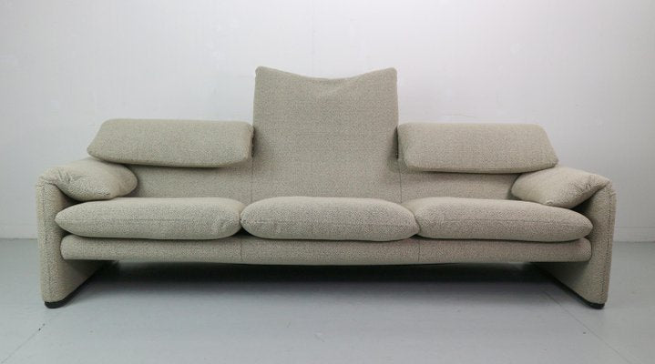 Maralunga 3-Seater Sofa and Footstool by Vico Magistretti for Cassina, 1970, Set of 2-DT-2026232