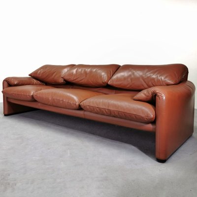 Maralunga 3-Seater Sofa in Leather Vico Magistretti for Cassina, 1973-PRS-1821930