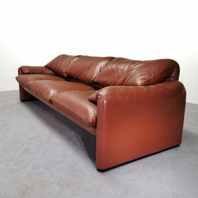 Maralunga 3-Seater Sofa in Leather Vico Magistretti for Cassina, 1973-PRS-1821930