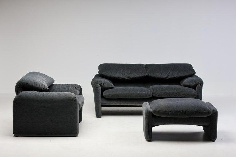 Maralunga 675 Sofa, Armchair and Ottoman by Vico Magistretti for Cassina, 1990s, Set of 3