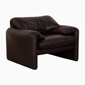 Maralunga Leather Armchair in Dark Brown from Cassina-RQW-2036302