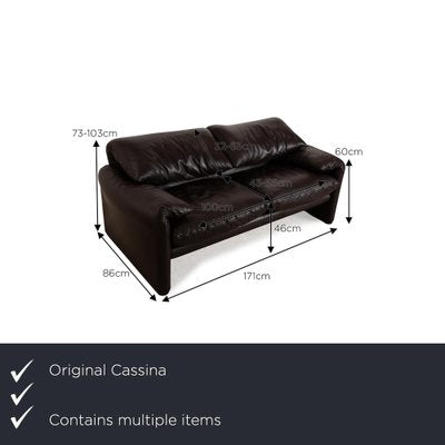 Maralunga Leather Sofa Set in Dark Brown from Cassina, Set of 3-RQW-2036326