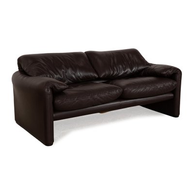 Maralunga Leather Two Seater Dark Brown Sofa from Cassina-RQW-2036286