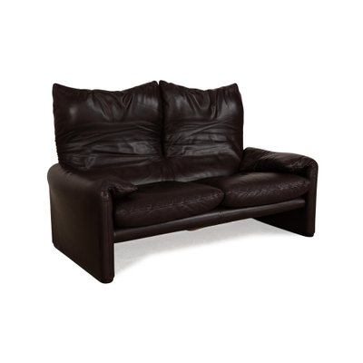 Maralunga Leather Two Seater Dark Brown Sofa from Cassina-RQW-2036286