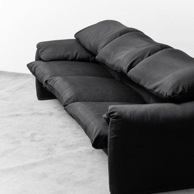 Maralunga Sofa in Black Fabric by Vico Magistretti for Cassina, 1970s-ZLY-1925696