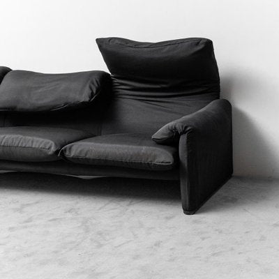 Maralunga Sofa in Black Fabric by Vico Magistretti for Cassina, 1970s-ZLY-1925696