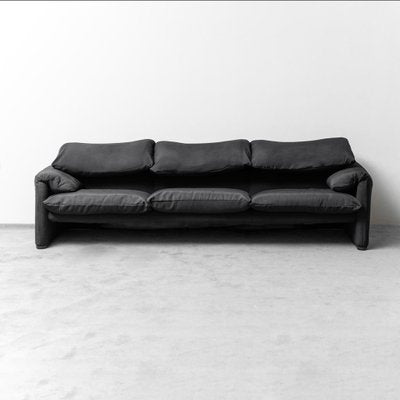 Maralunga Sofa in Black Fabric by Vico Magistretti for Cassina, 1970s-ZLY-1925696