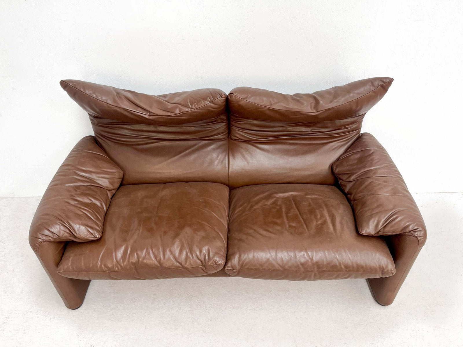 Maralunga Sofa in Brown Leather