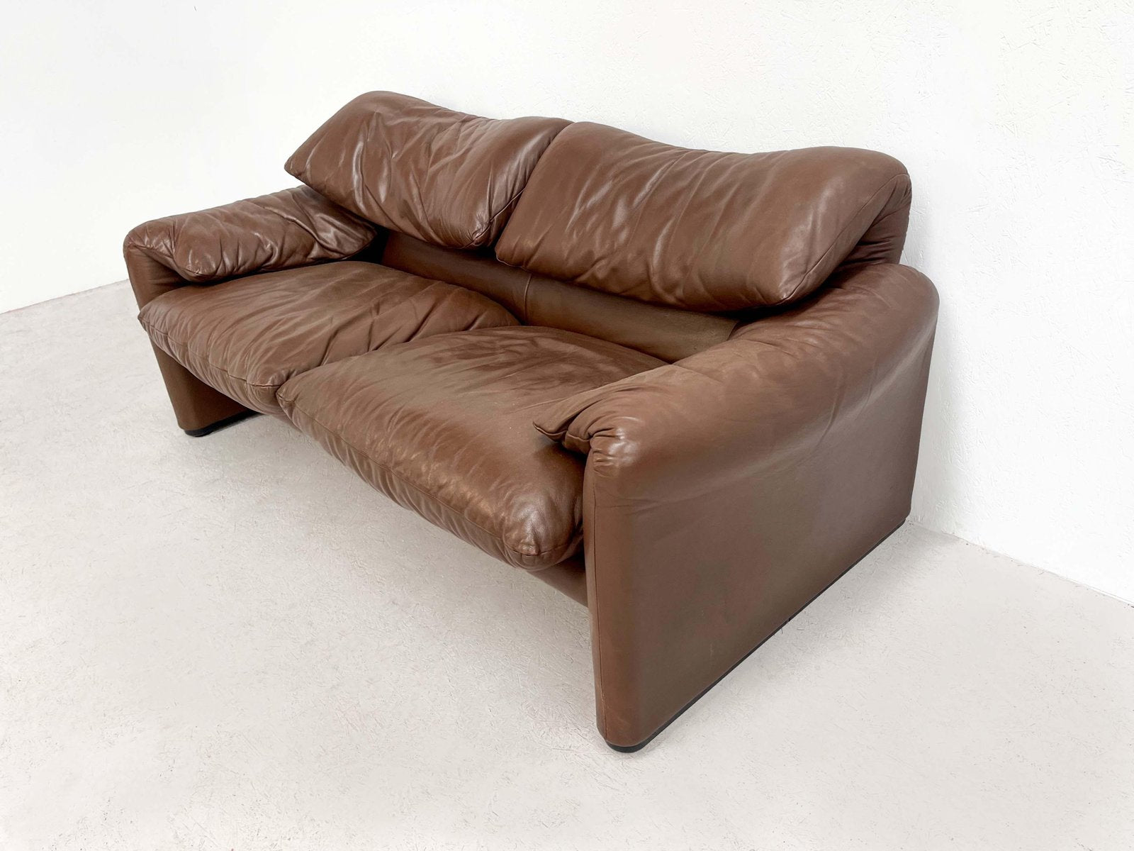 Maralunga Sofa in Brown Leather