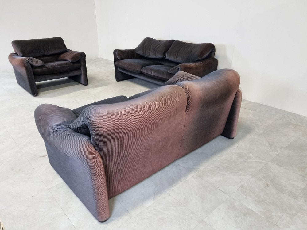 Maralunga Sofa Set by Vico Magistretti for Cassina, 1973, Set of 3