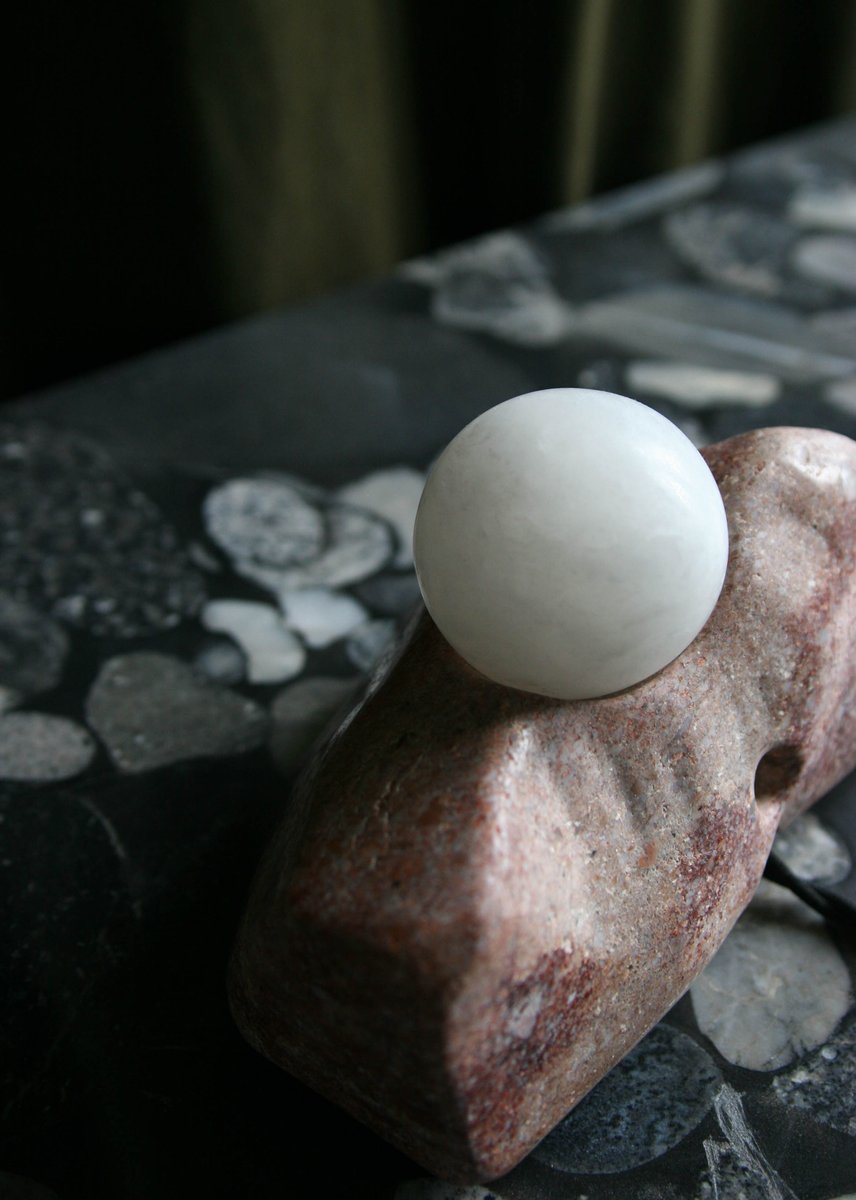 Marble and Alabaster SM-00 Sculptural Lamp with Sphere Diffuser by Edouard Sankowski for Krzywda