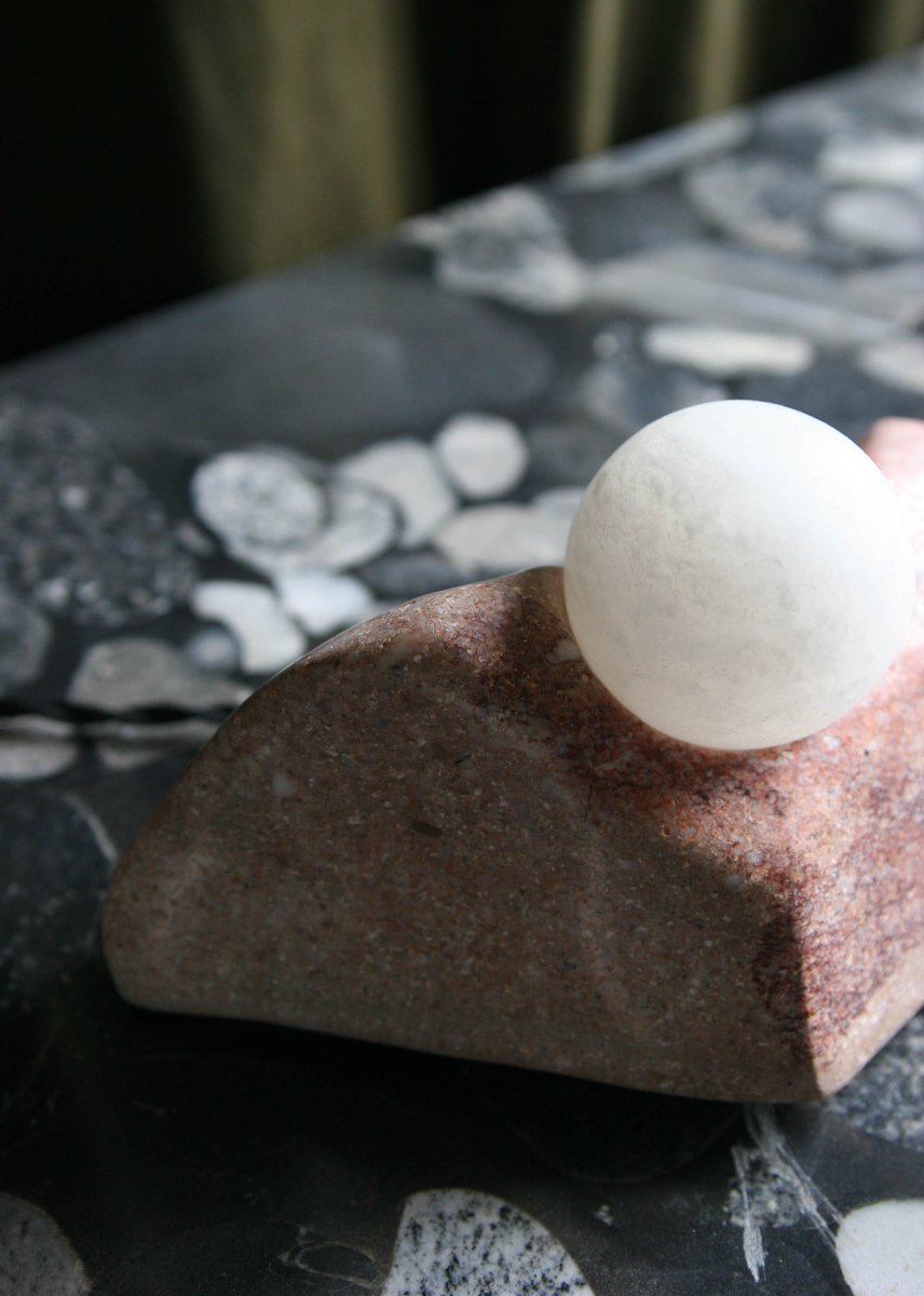 Marble and Alabaster SM-00 Sculptural Lamp with Sphere Diffuser by Edouard Sankowski for Krzywda